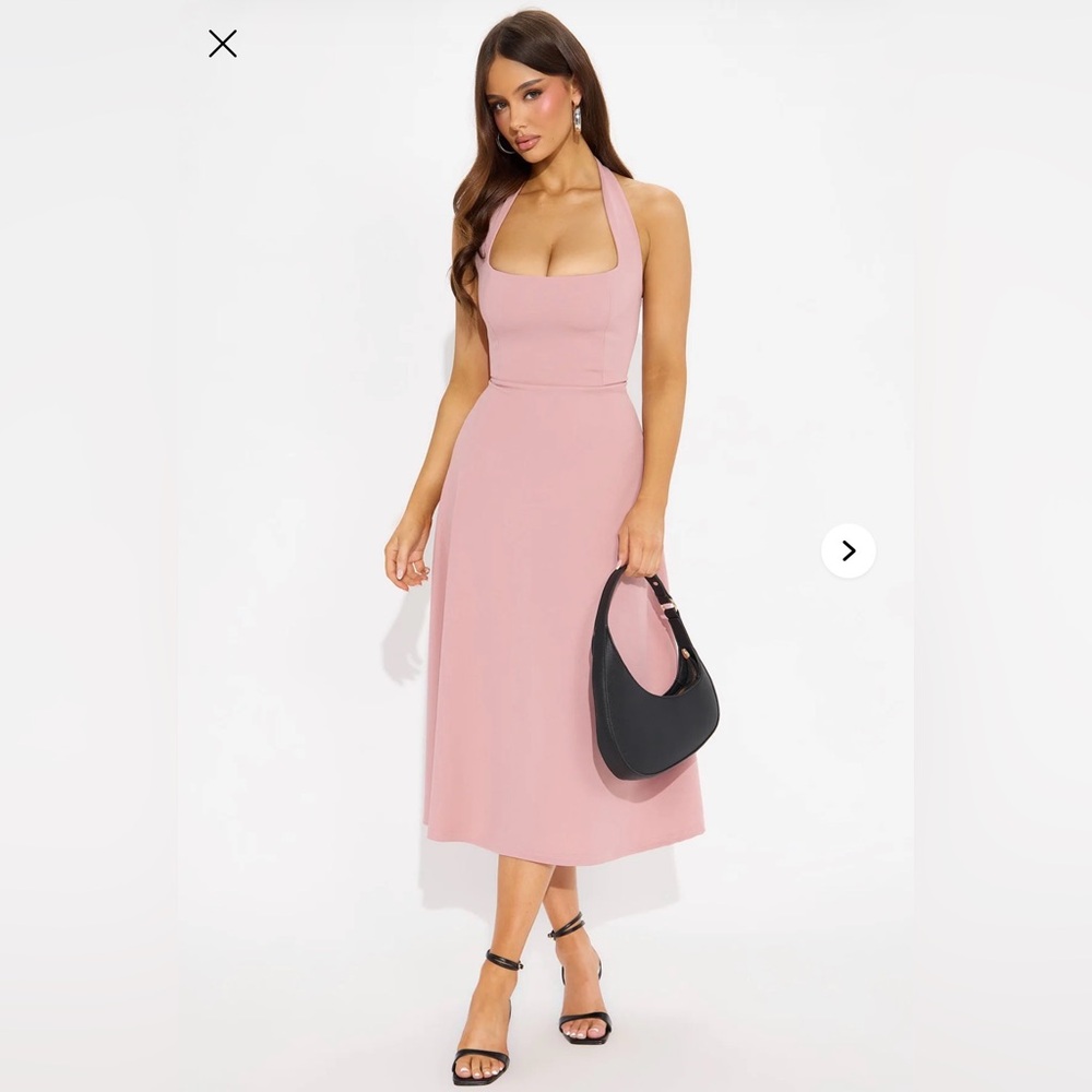 fashion nova alena halter midi dress size L net still in original packaging